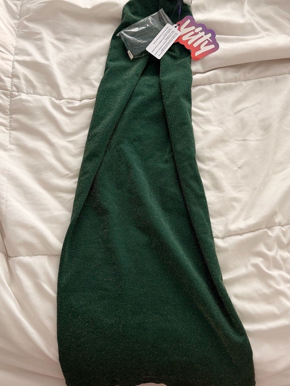 YITTY Emerald Green Sparkle Midi Skirt